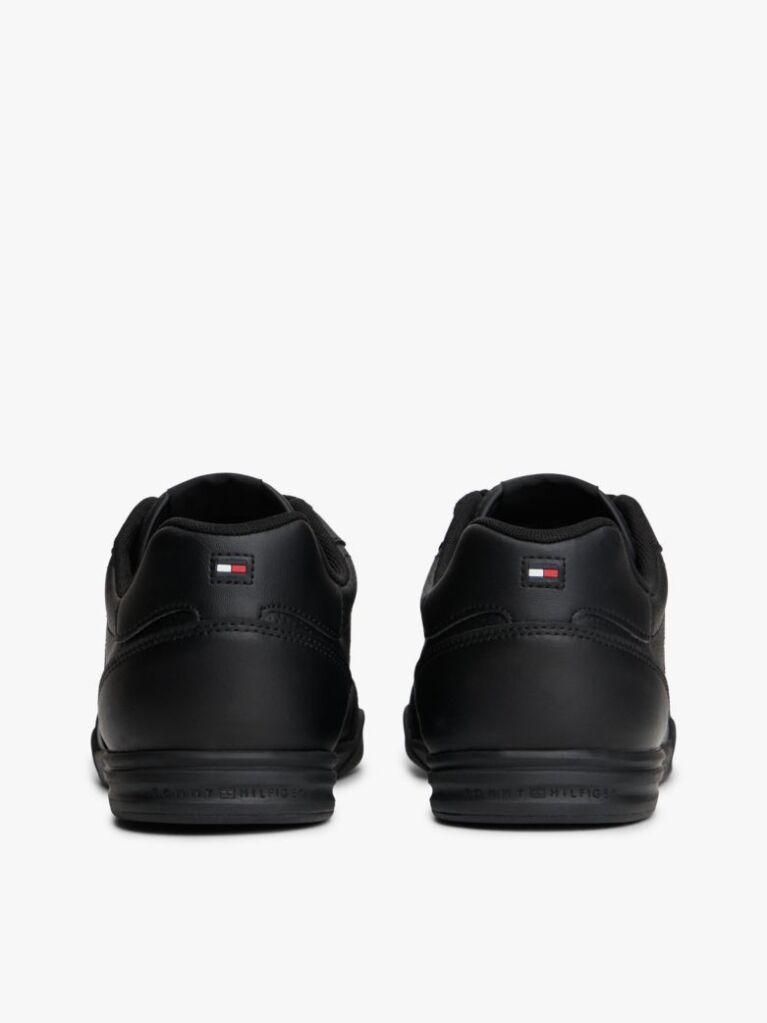 Black Debossed Logo Cupsole Trainers With Leather  Men