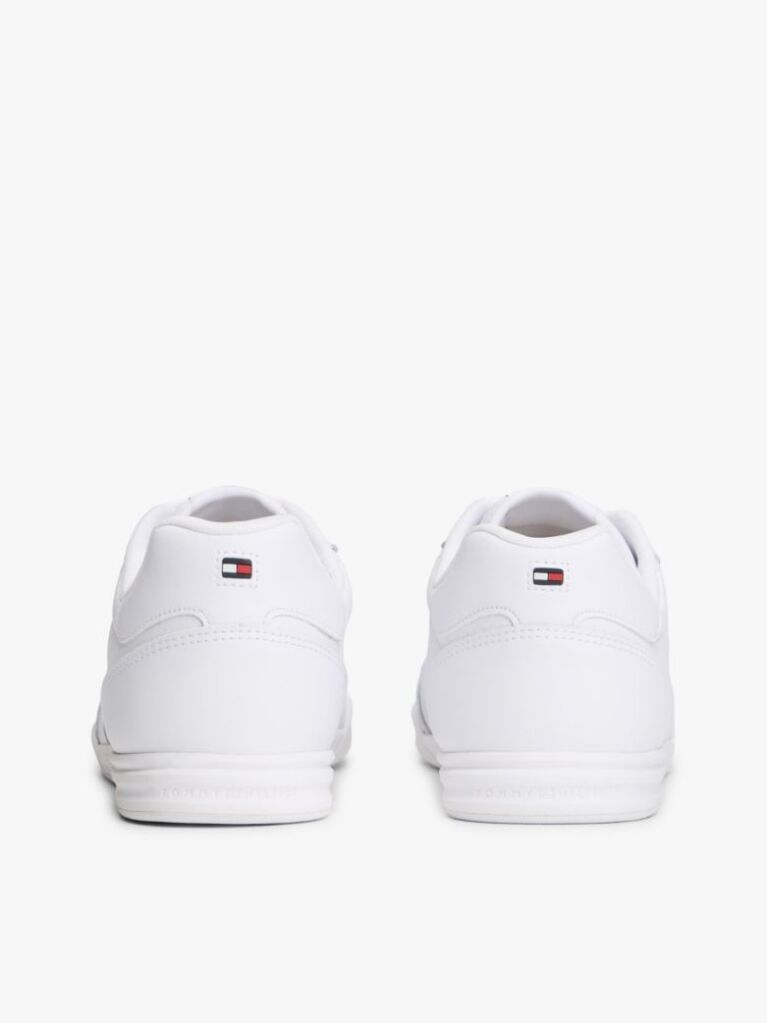 White Debossed Logo Cupsole Trainers With Leather  Men