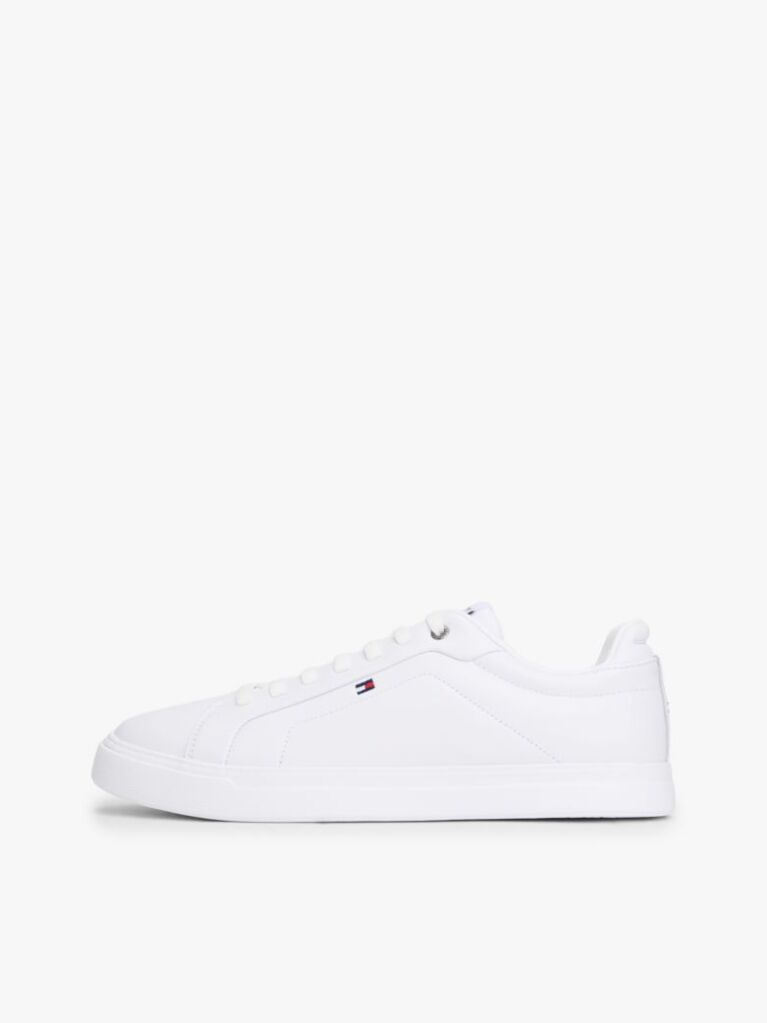 White Lightweight Leather Cupsole Court Trainers  Men
