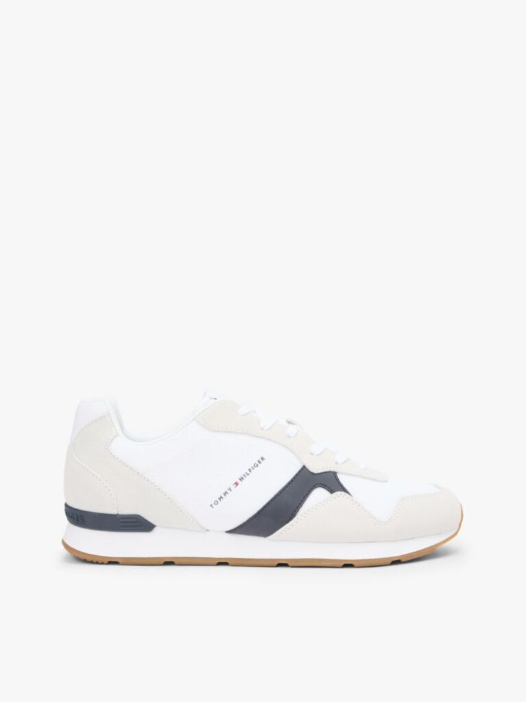 White Suede Mixed Texture Trainers  Men