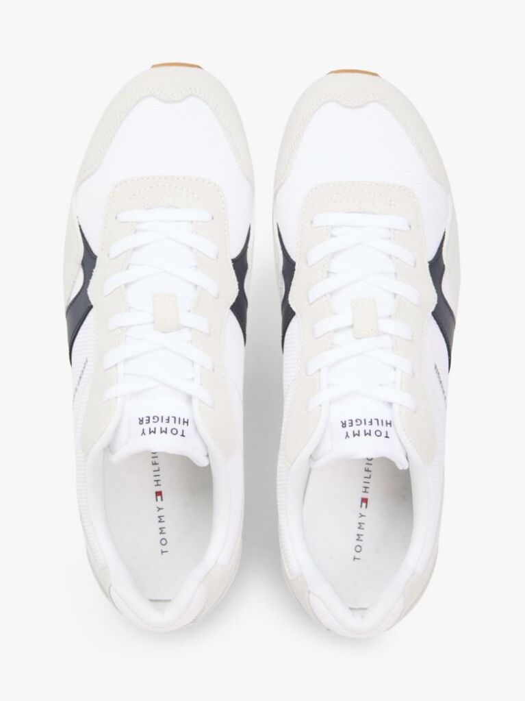 White Suede Mixed Texture Trainers  Men