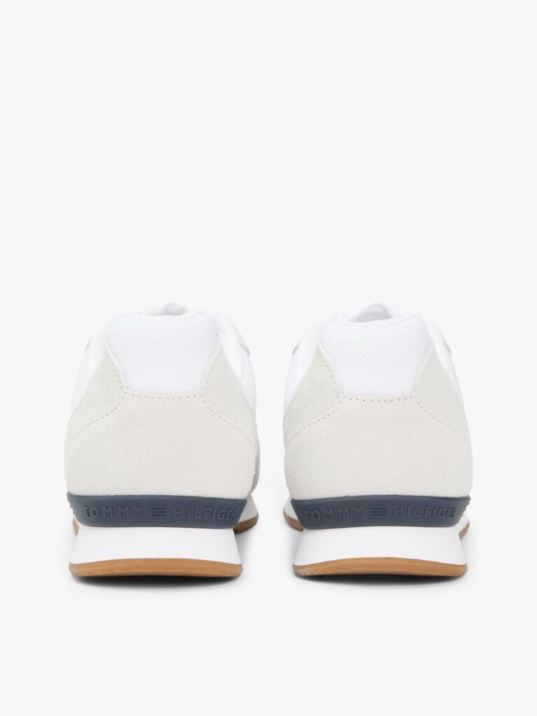 White Suede Mixed Texture Trainers  Men