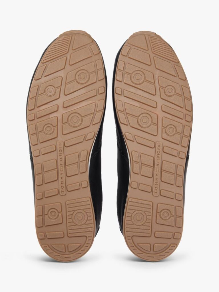 Black Low Profile Logo Leather Trainers  Men