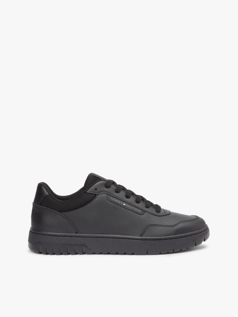Black Lightweight Basketball Trainers With Leather  Men