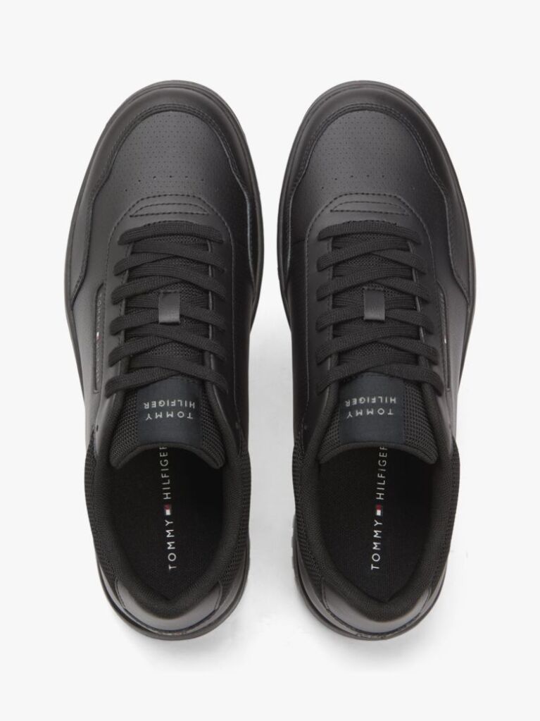 Black Lightweight Basketball Trainers With Leather  Men