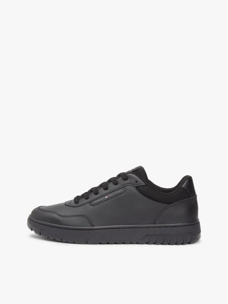 Black Lightweight Basketball Trainers With Leather  Men