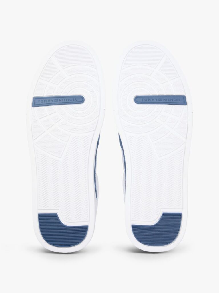 Multi Leather Contrast Panel Court Trainers  Men