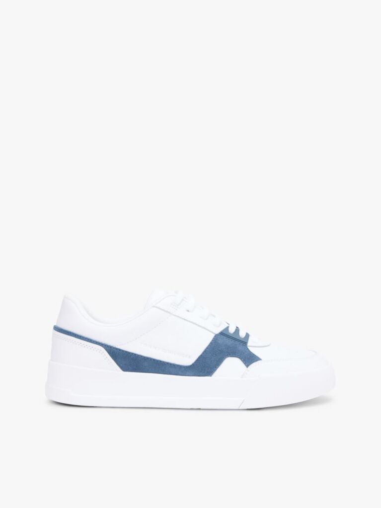 Multi Leather Contrast Panel Court Trainers  Men