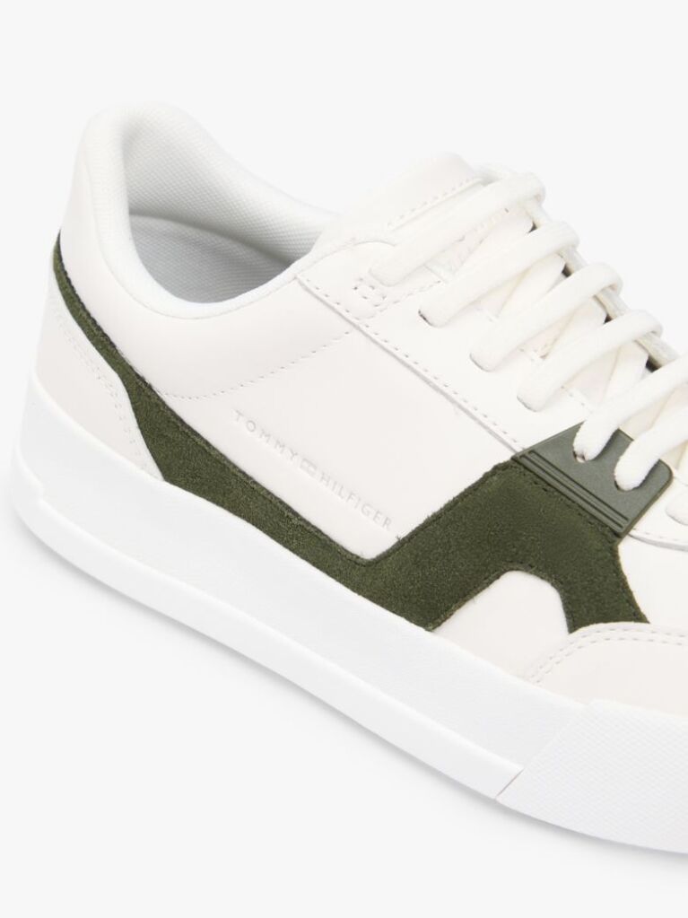 Multi Leather Contrast Panel Court Trainers  Men