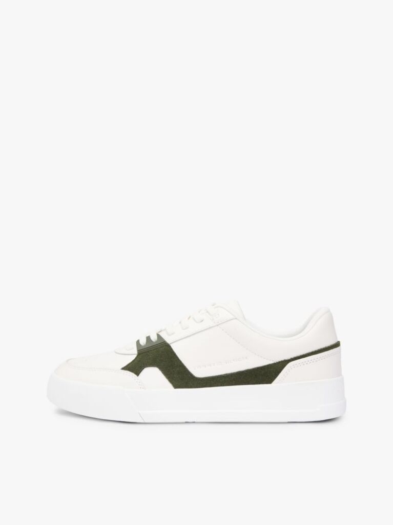 Multi Leather Contrast Panel Court Trainers  Men