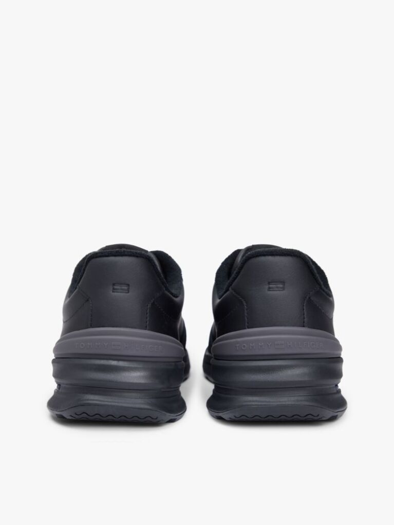 Black Retro Mixed Texture Trainers With Leather  Men