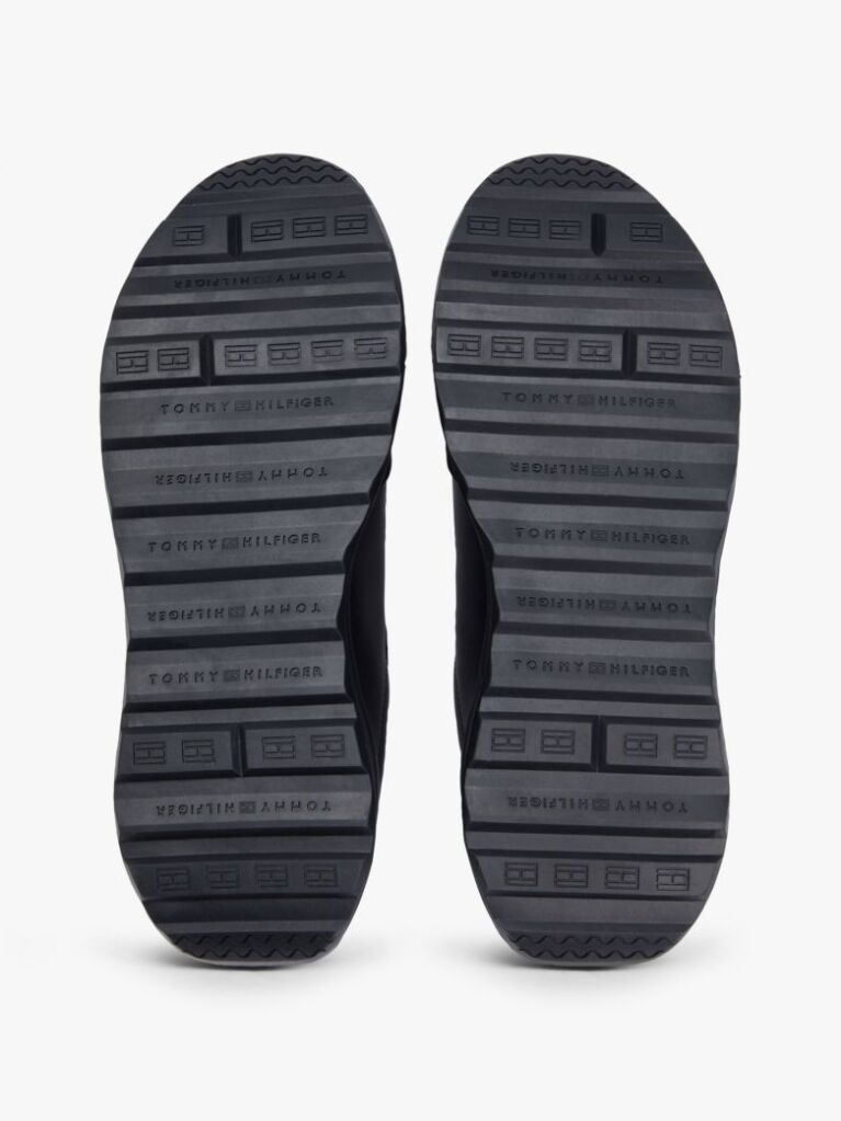 Black Retro Mixed Texture Trainers With Leather  Men