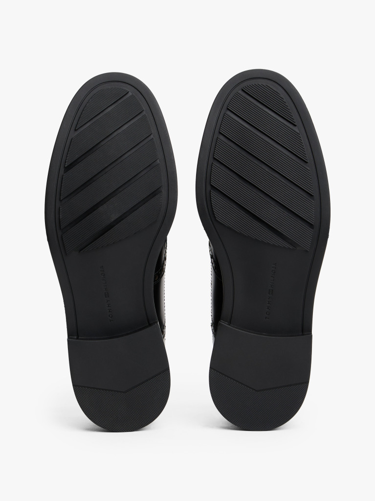 Black Leather Lace-Up Brogue Shoes  Men