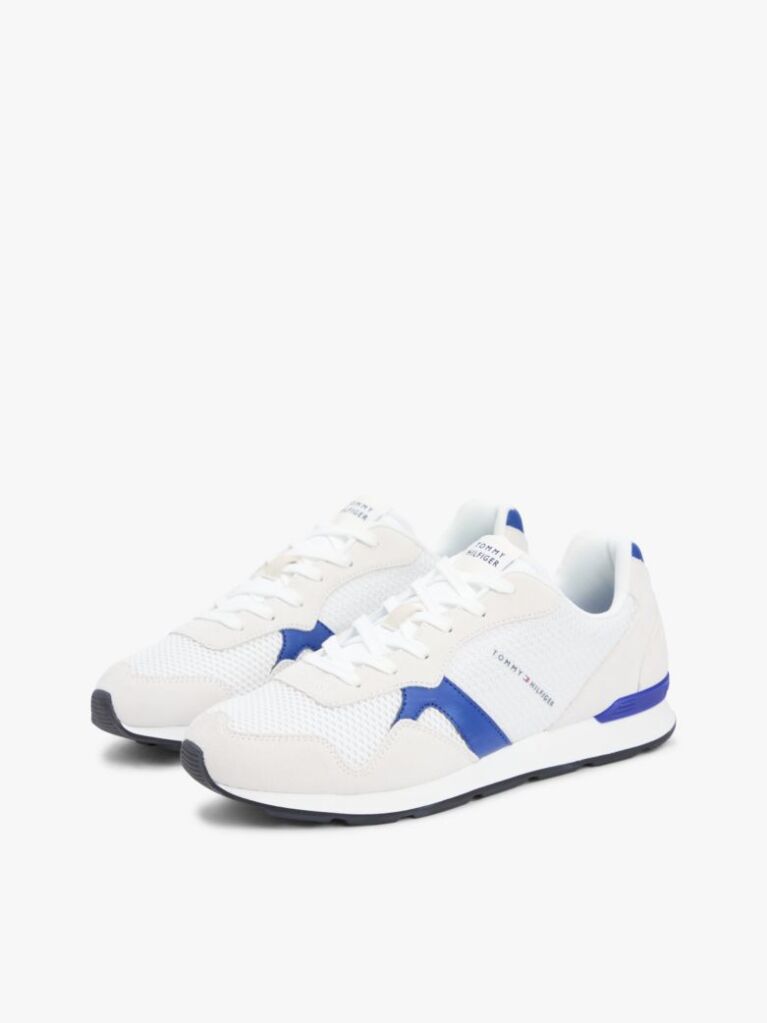 White Mixed Texture Mesh Cleat Trainers  Men
