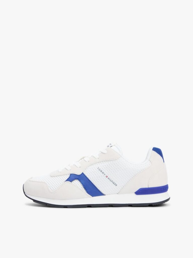White Mixed Texture Mesh Cleat Trainers  Men