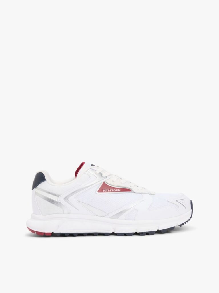 White Logo Mixed Texture Cleat Trainers  Men