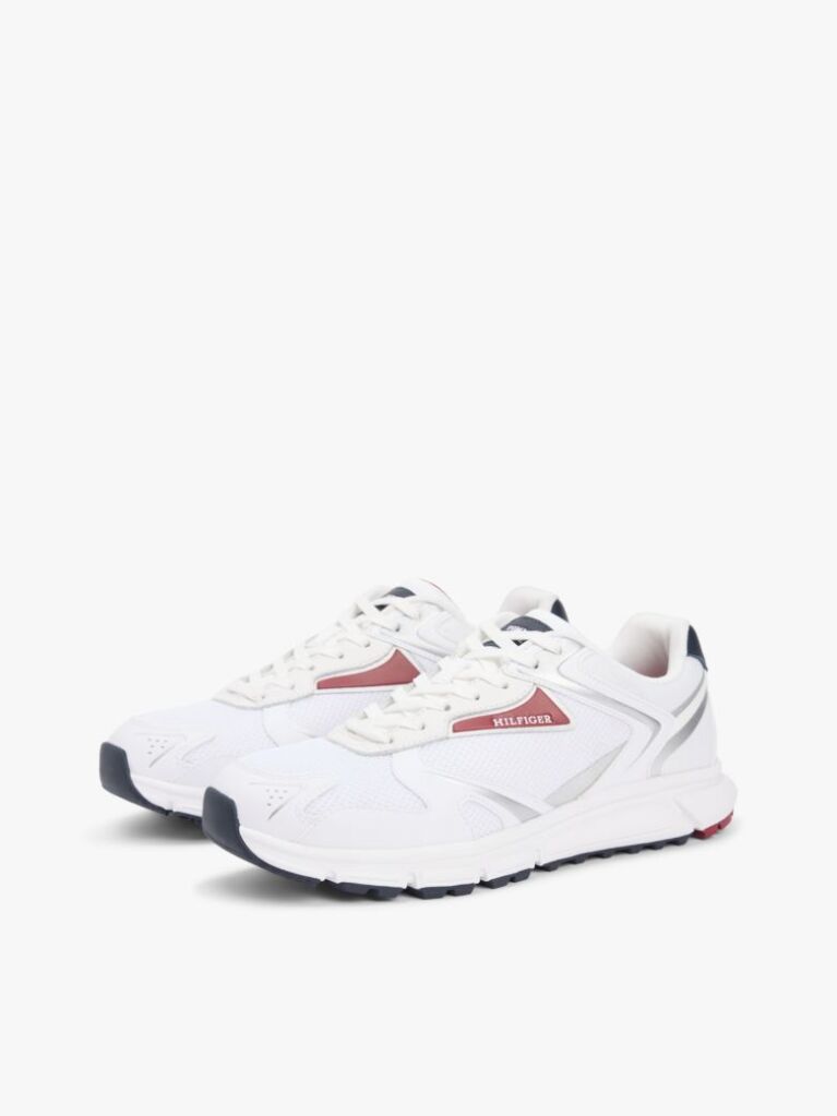 White Logo Mixed Texture Cleat Trainers  Men