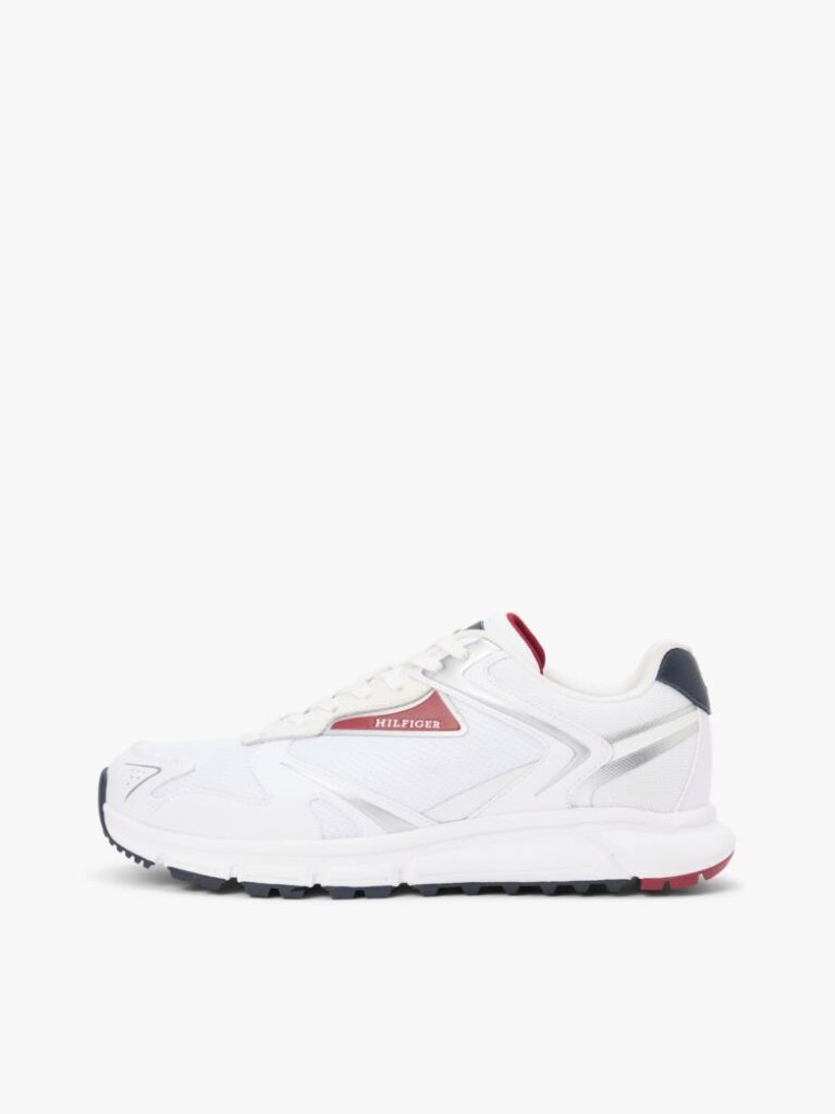 White Logo Mixed Texture Cleat Trainers  Men
