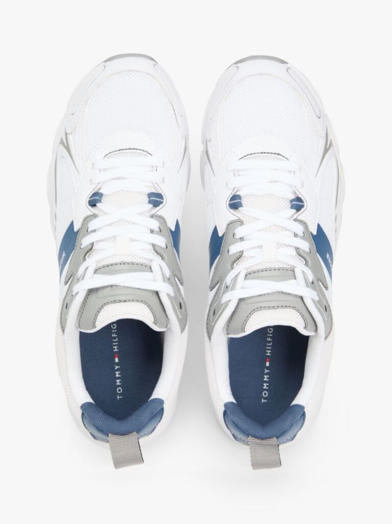 White Mixed Texture Cleat Trainers  Men