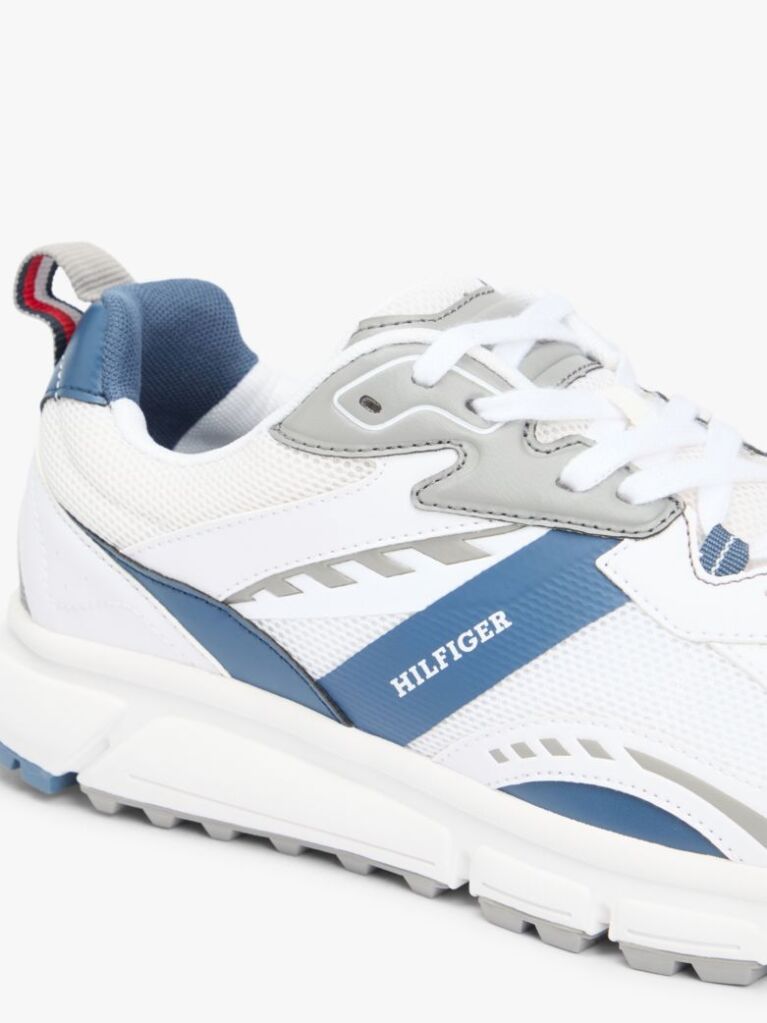 White Mixed Texture Cleat Trainers  Men