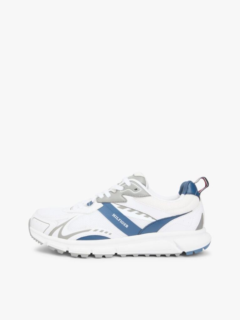 White Mixed Texture Cleat Trainers  Men