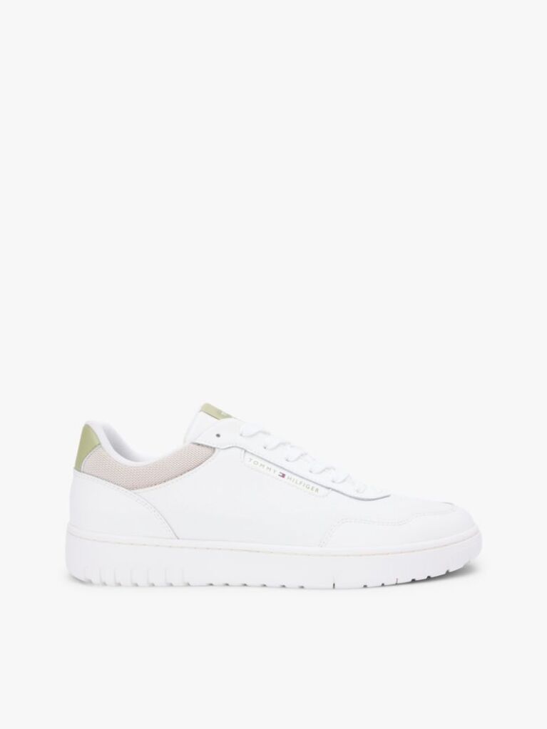 White Fine Cleat Basketball Trainers With Leather  Men