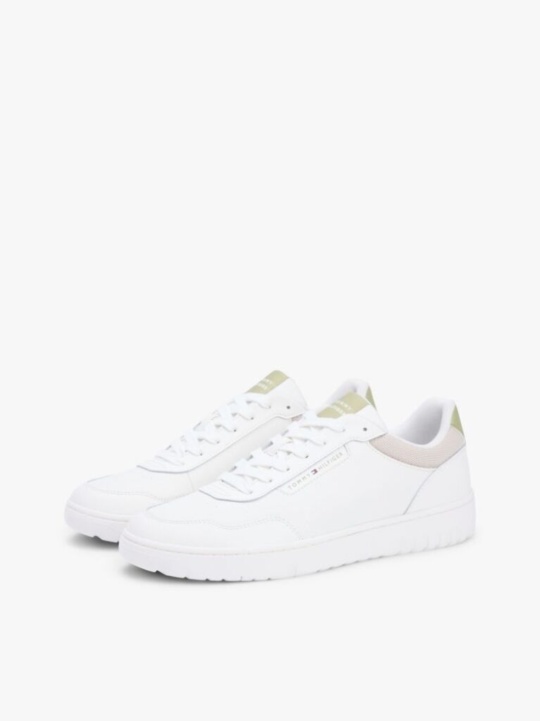 White Fine Cleat Basketball Trainers With Leather  Men
