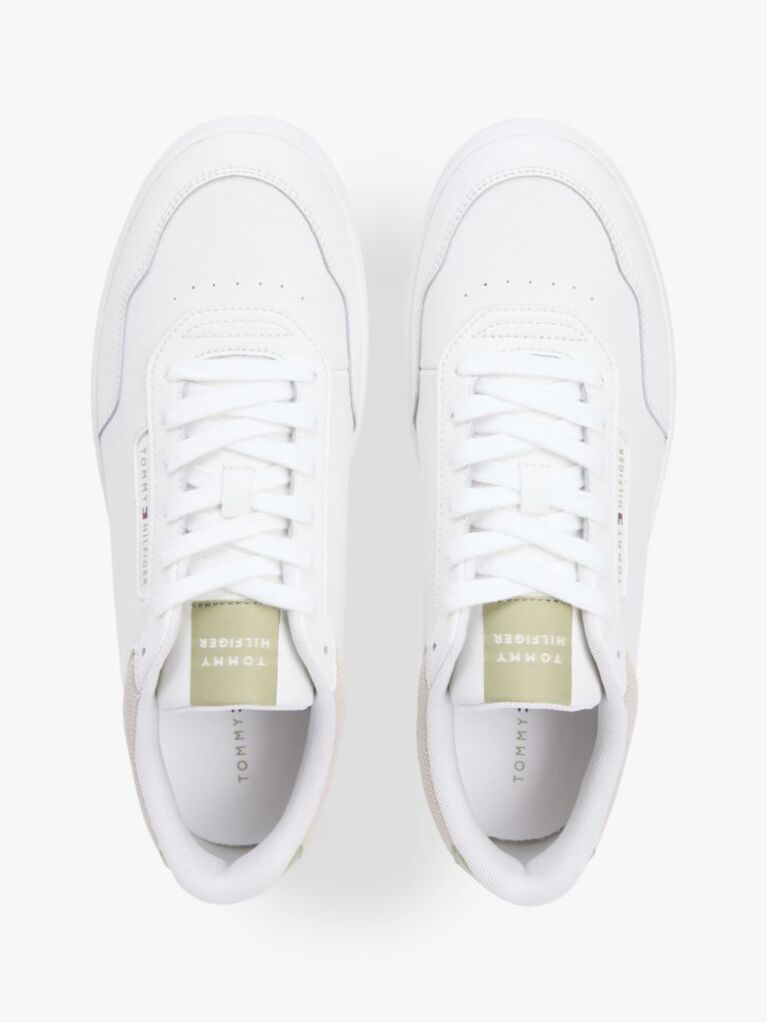 White Fine Cleat Basketball Trainers With Leather  Men