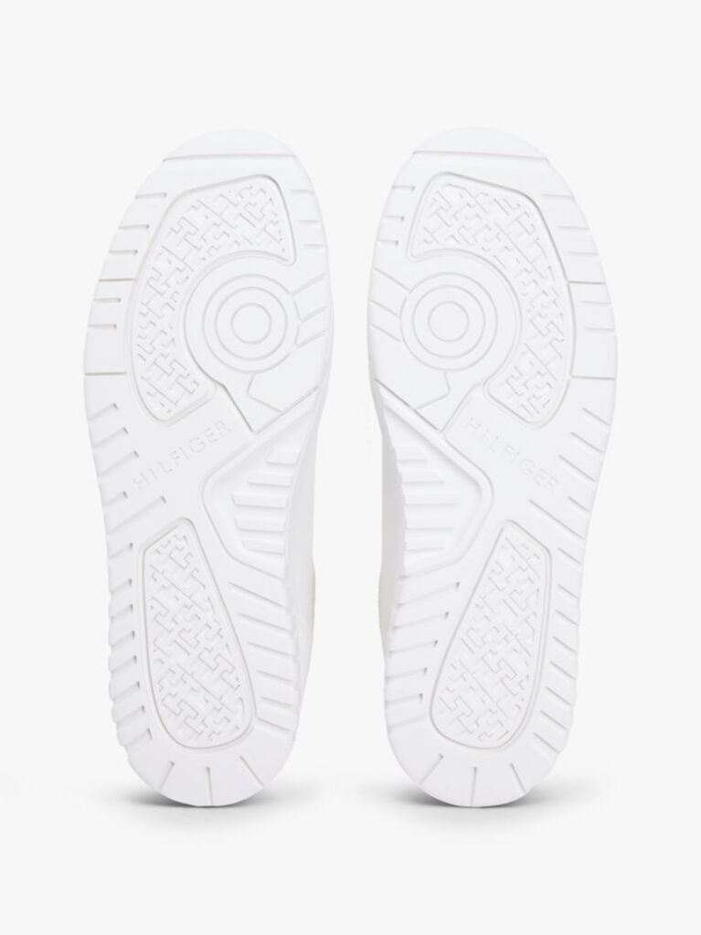 White Fine Cleat Basketball Trainers With Leather  Men