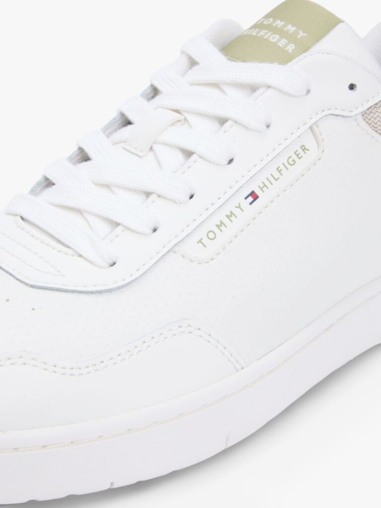White Fine Cleat Basketball Trainers With Leather  Men
