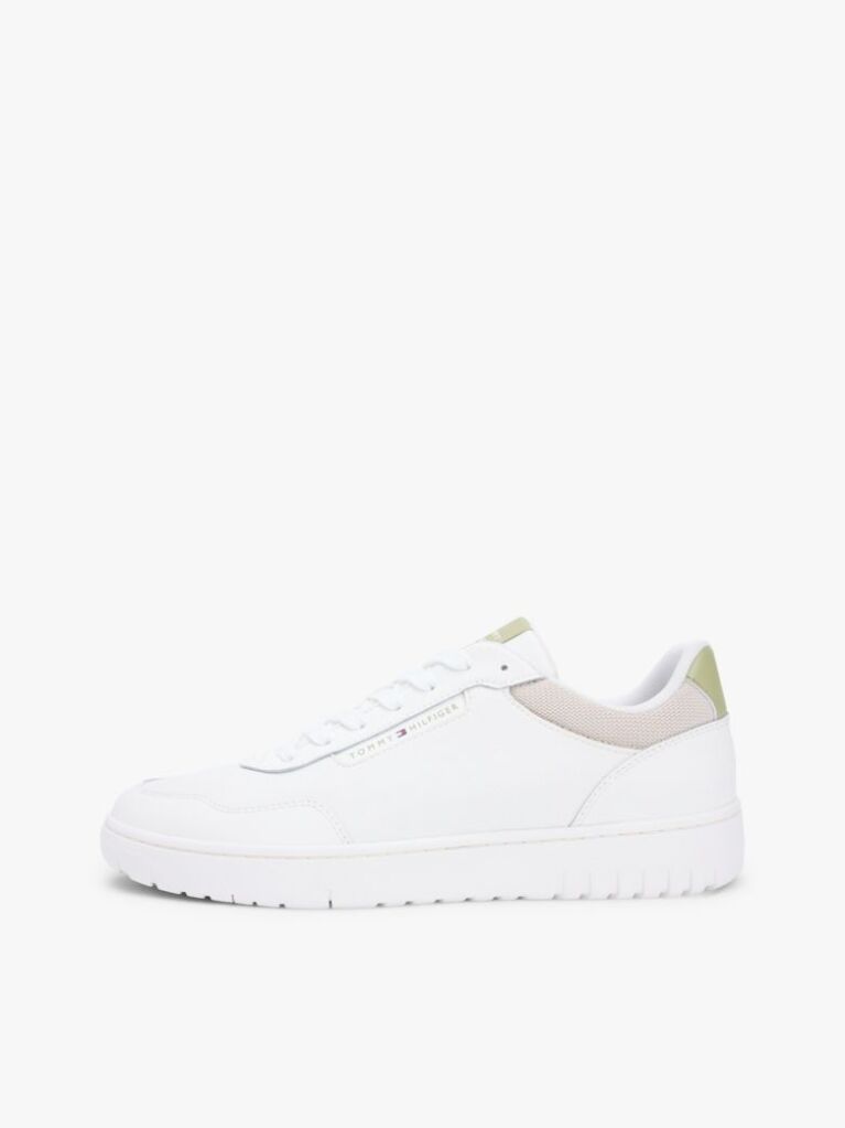 White Fine Cleat Basketball Trainers With Leather  Men