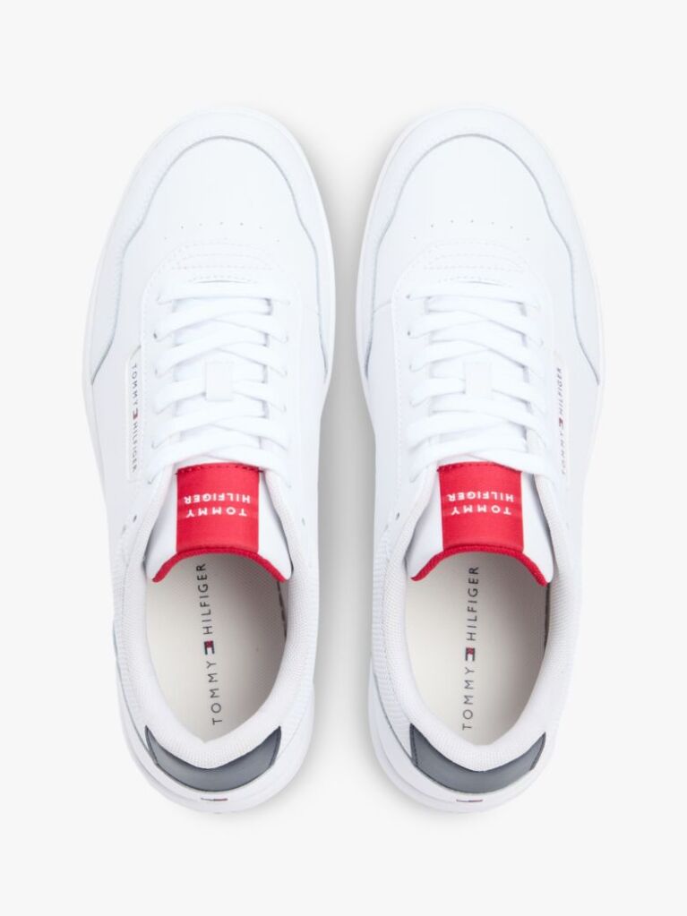 White Fine Cleat Basketball Trainers With Leather  Men