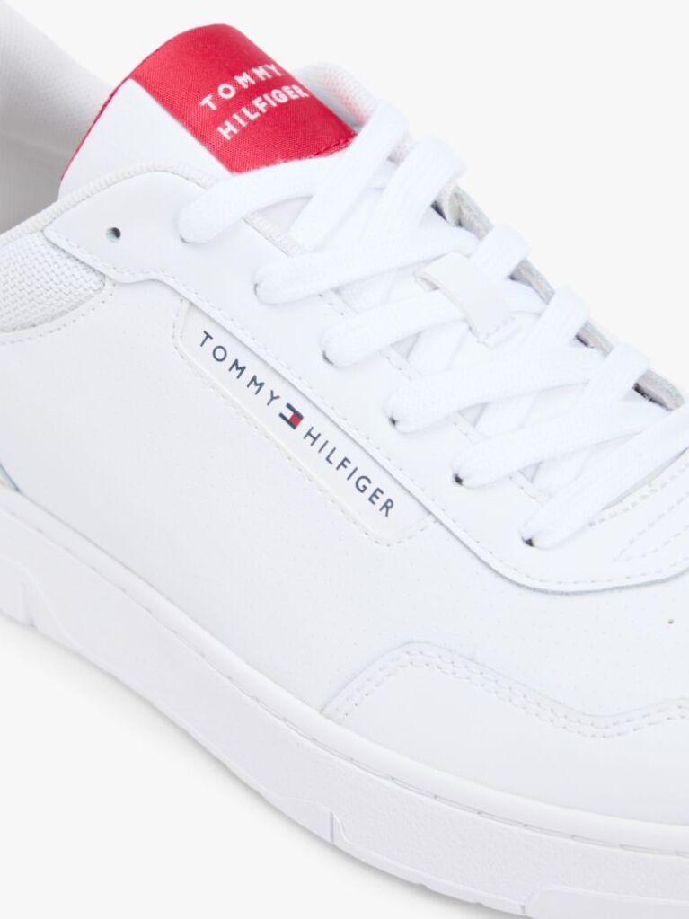 White Fine Cleat Basketball Trainers With Leather  Men