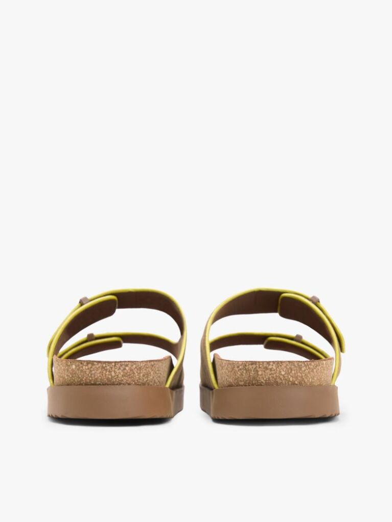Brown Suede Buckle Cork Footbed Serrated Sandals  Men
