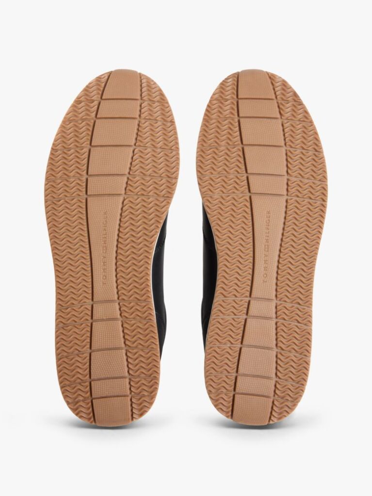 Μαύρο Δερμάτινα Sneakers Με Ανάγλυφο Λογότυπο  Άνδρες