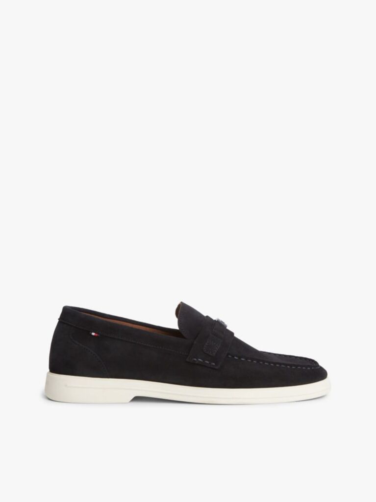 Blue Flag Plaque Suede Loafers  Men