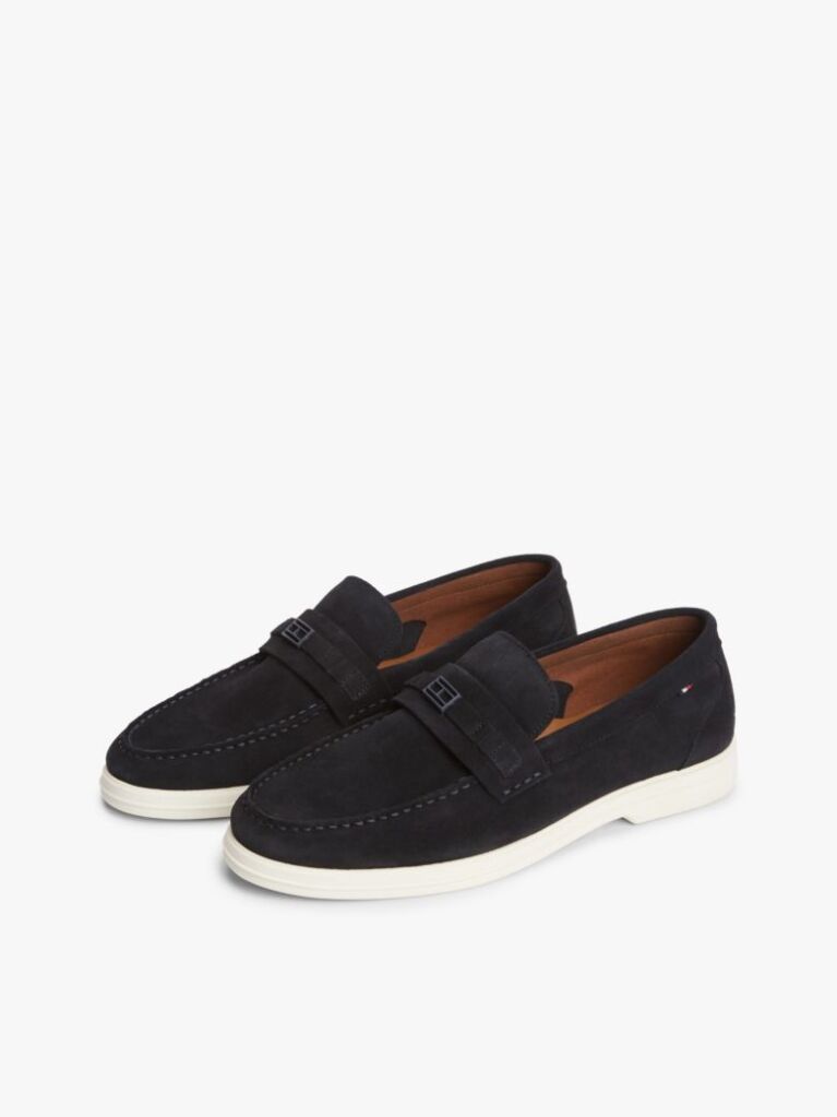 Blue Flag Plaque Suede Loafers  Men