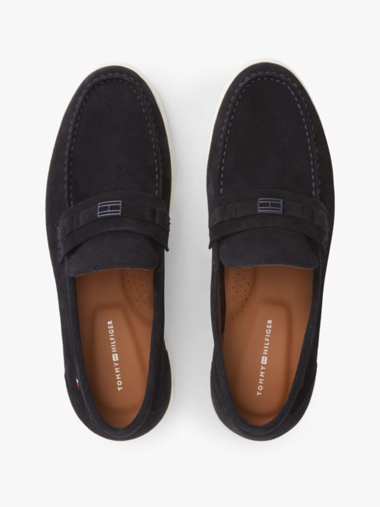 Blue Flag Plaque Suede Loafers  Men