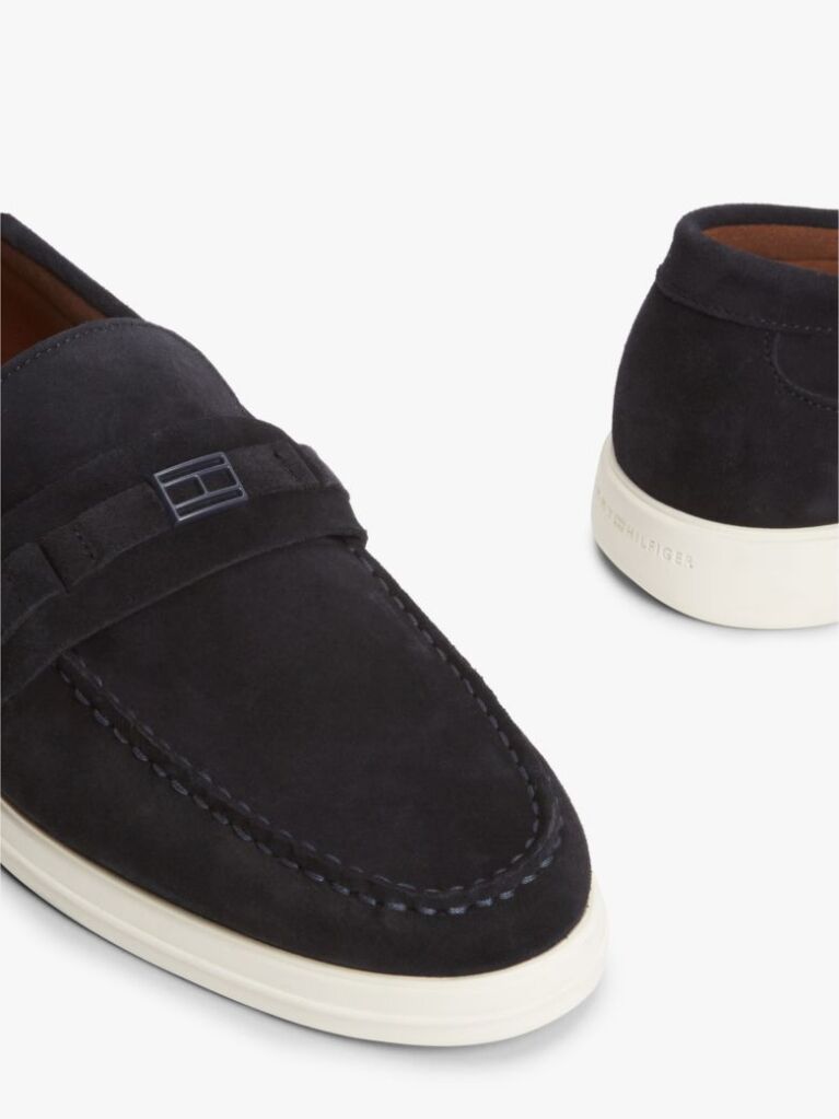 Blue Flag Plaque Suede Loafers  Men