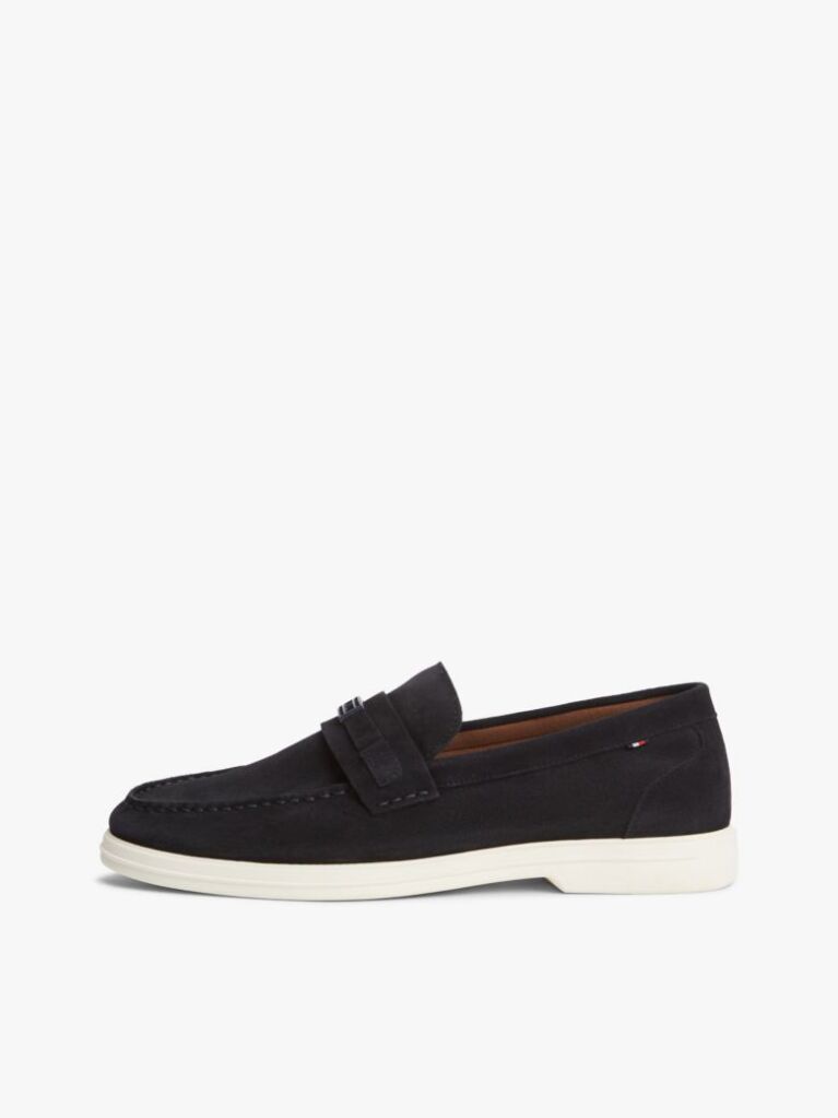 Blue Flag Plaque Suede Loafers  Men