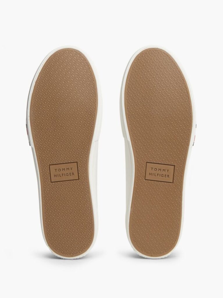 Beige Leather Logo Contrast Heel Sneakers  Men
