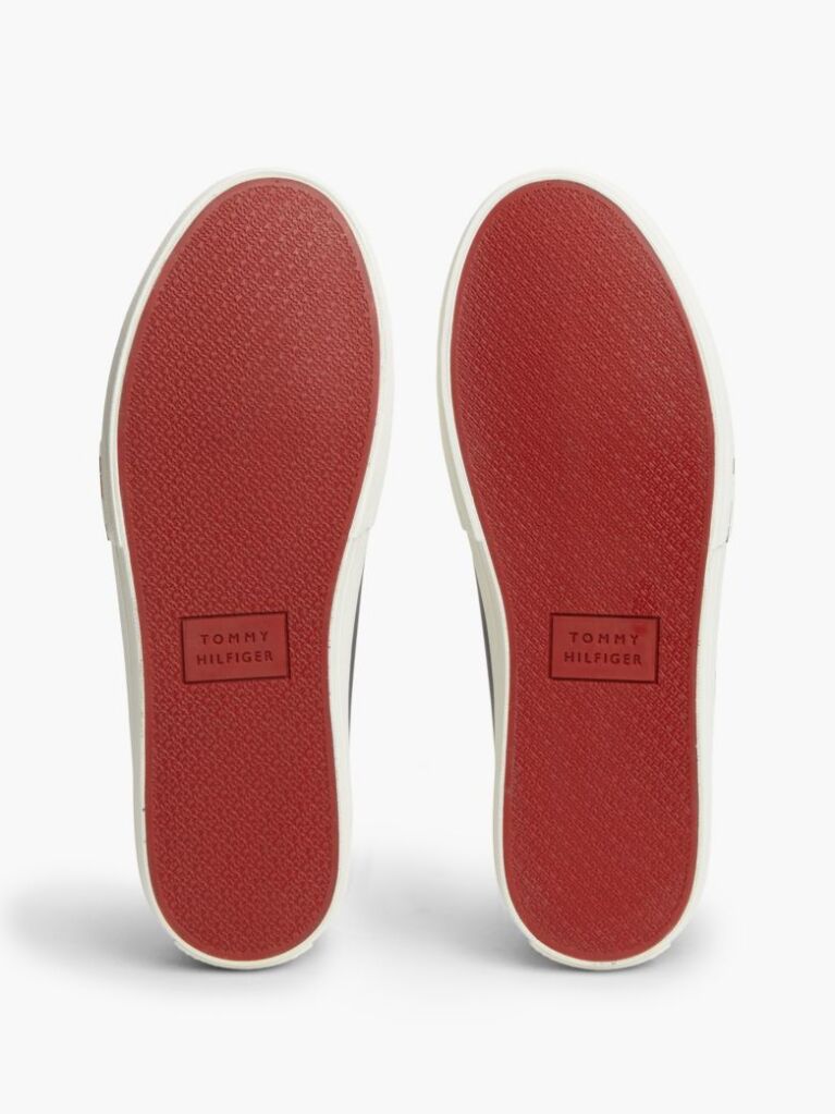 Blue Leather Logo Contrast Heel Sneakers  Men