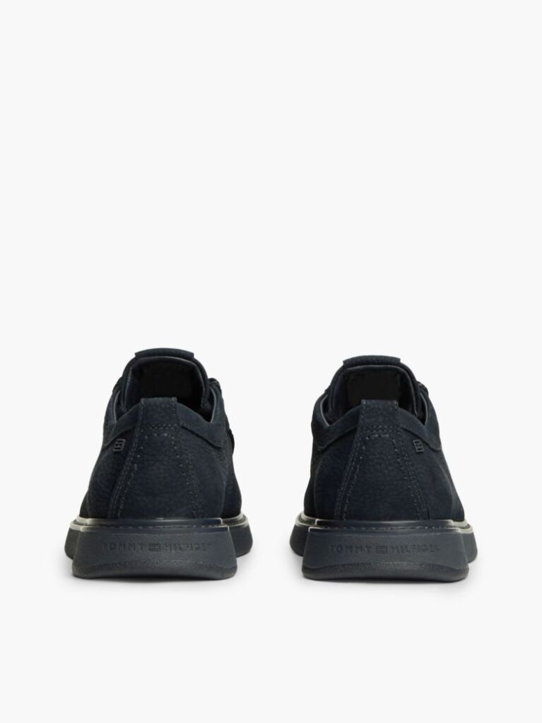 Blue Leather Lace-Up Moc Toe Loafers  Men