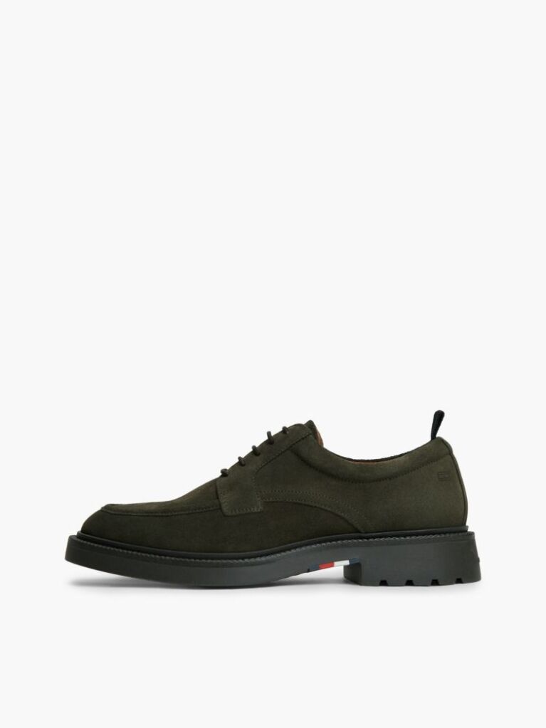 Green Suede Lace-Up Derby Shoes  Men