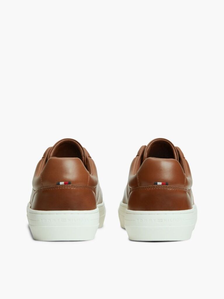 Καφέ Δερμάτινα Sneakers Με Cupsole   Άνδρες
