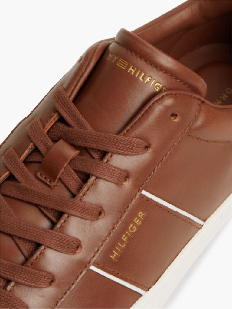 Καφέ Δερμάτινα Sneakers Με Cupsole   Άνδρες