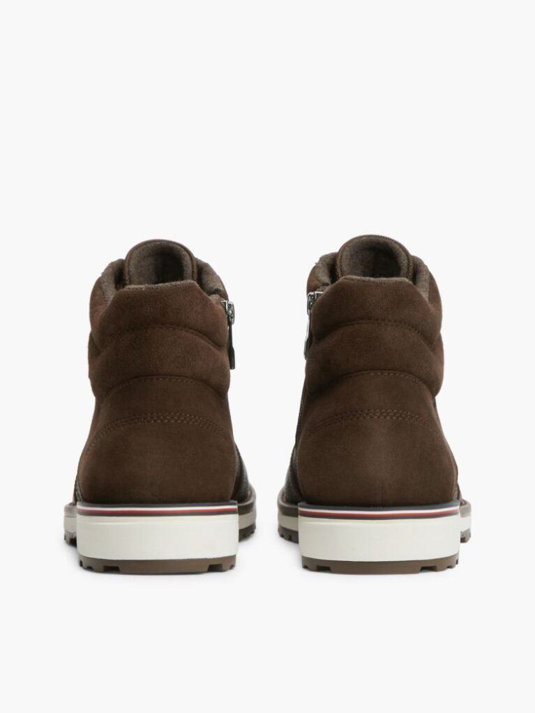 Brown Leather Outdoor Cleat Mixed Texture Boots  Men
