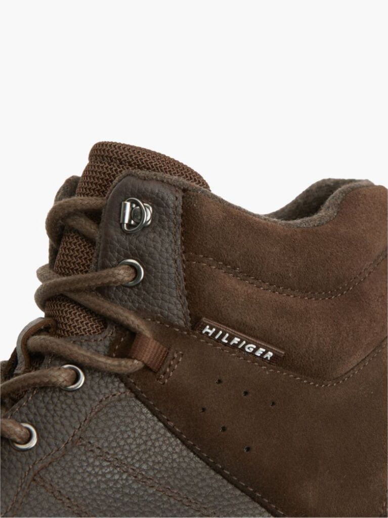 Brown Leather Outdoor Cleat Mixed Texture Boots  Men