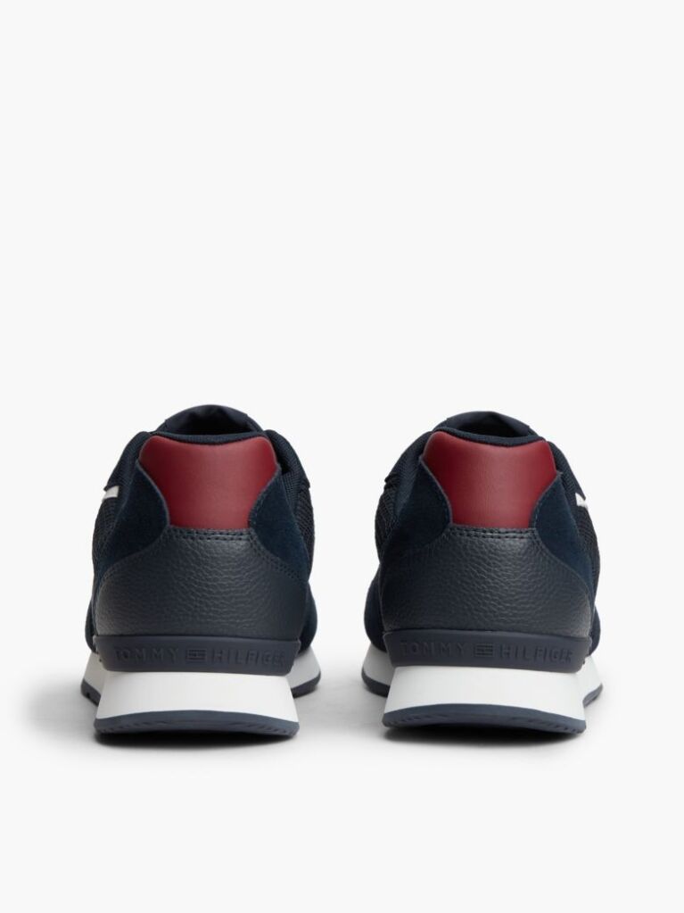 Blue Logo Mixed Texture Sneakers  Men