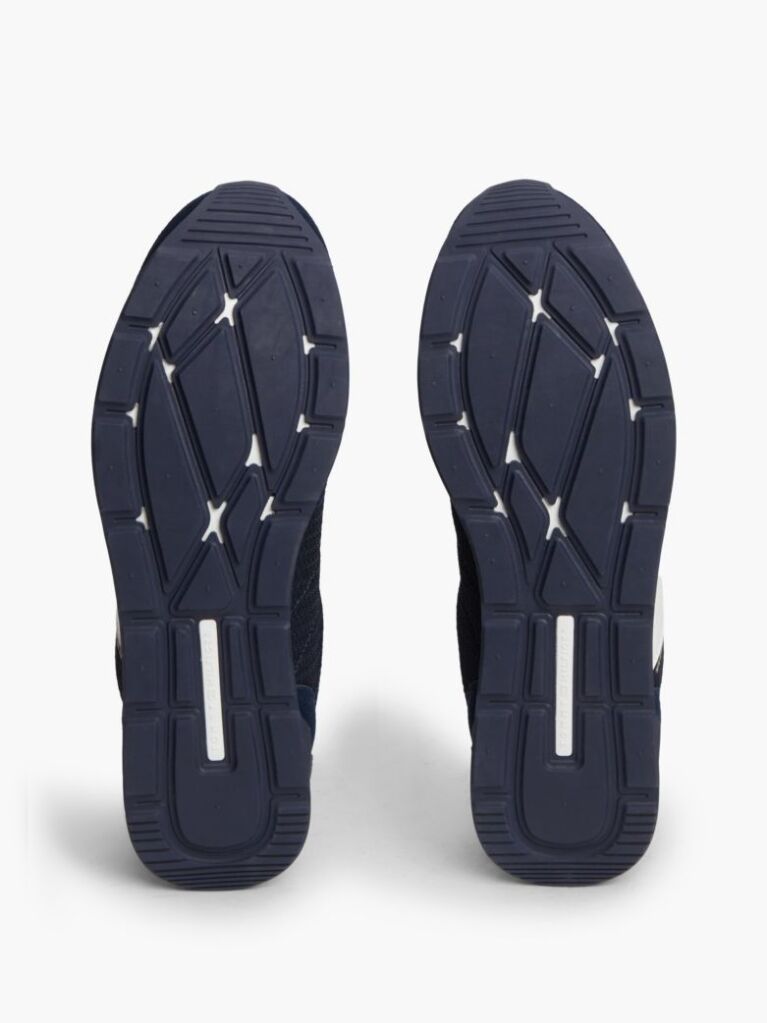 Blue Logo Mixed Texture Sneakers  Men
